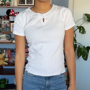 Classic White Keyhole Short Sleeve Tee